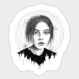 Woman Portrait with Burning Candles Sticker